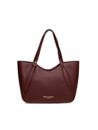 Borsa shopping in pelle martellata bordeaux Ermanno Scervino vista frontale con logo dorato