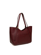 Borsa tote bordeaux Ermanno Scervino vista tre quarti posteriore con tasca e bottone
