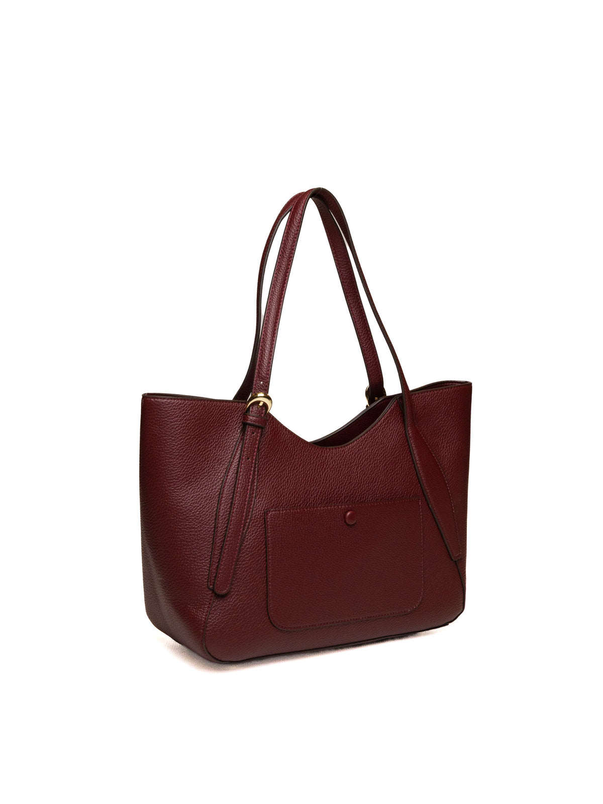 Borsa tote bordeaux Ermanno Scervino vista tre quarti posteriore con tasca e bottone