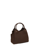 Borsa Lorella in pelle marrone espresso Guess vista di tre quarti posteriore con doppi manici