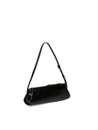 Borsa a tracolla in pelle nera GUESS vista posteriore a tre quarti pulita