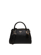 Borsa a mano nera GUESS in pelle con logo dorato e charm anteriore