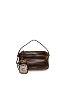 Borsa in pelle testa di moro LE PANDORINE vista frontale con charm e tasche