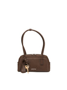 Borsa hobo Le Pandorine in pelle testa di moro vista frontale con charm e scritte