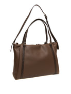 Borsa shopping Ilyana marrone mocha LIU JO vista dal retro con doppi manici e tracolla
