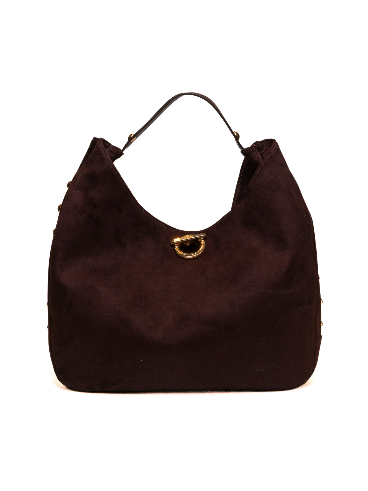 Borsa hobo in camoscio LIU JO vista frontale con manico e chiusura dorata