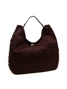 Borsa hobo in camoscio LIU JO vista laterale a tre quarti con borchie