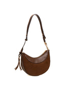 Borsa hobo in pelle e camoscio tabacco LIU JO vista posteriore con tracolla regolabile