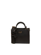 Borsa a mano in pelle martellata nera LIU JO vista frontale con logo e tracolla
