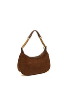 Borsa hobo in camoscio tabacco LIU JO vista posteriore di tre quarti con chiusura superiore