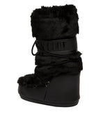 Doposci Icon Faux Fur neri MOON BOOT vista laterale esterna con logo e fascia lucida