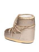 Doposci in tessuto satinato platinum MOON BOOT vista tre quarti posteriore con tallone