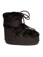 Doposci Icon Low in pelliccia sintetica nera Moon Boot, vista laterale esterna