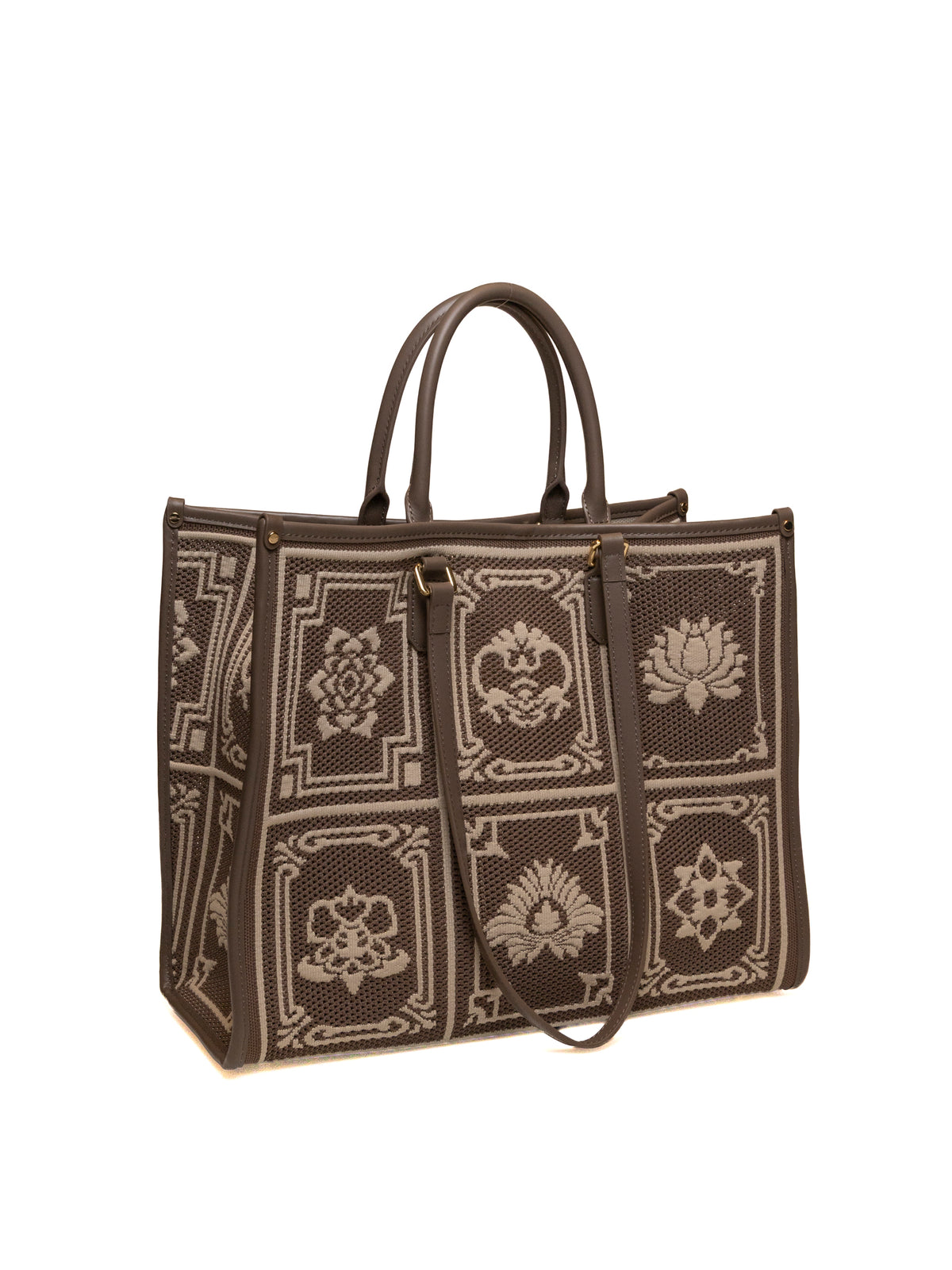 Borsa shopper Atena in tessuto e pelle Natural MY-BEST BAG vista di tre quarti