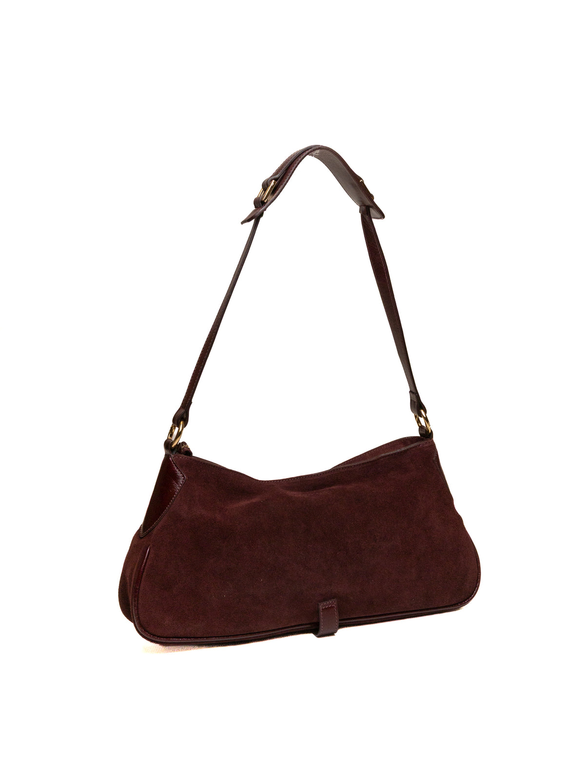 Borsa hobo in camoscio bordeaux MY-BEST BAG vista posteriore con tracolla regolabile