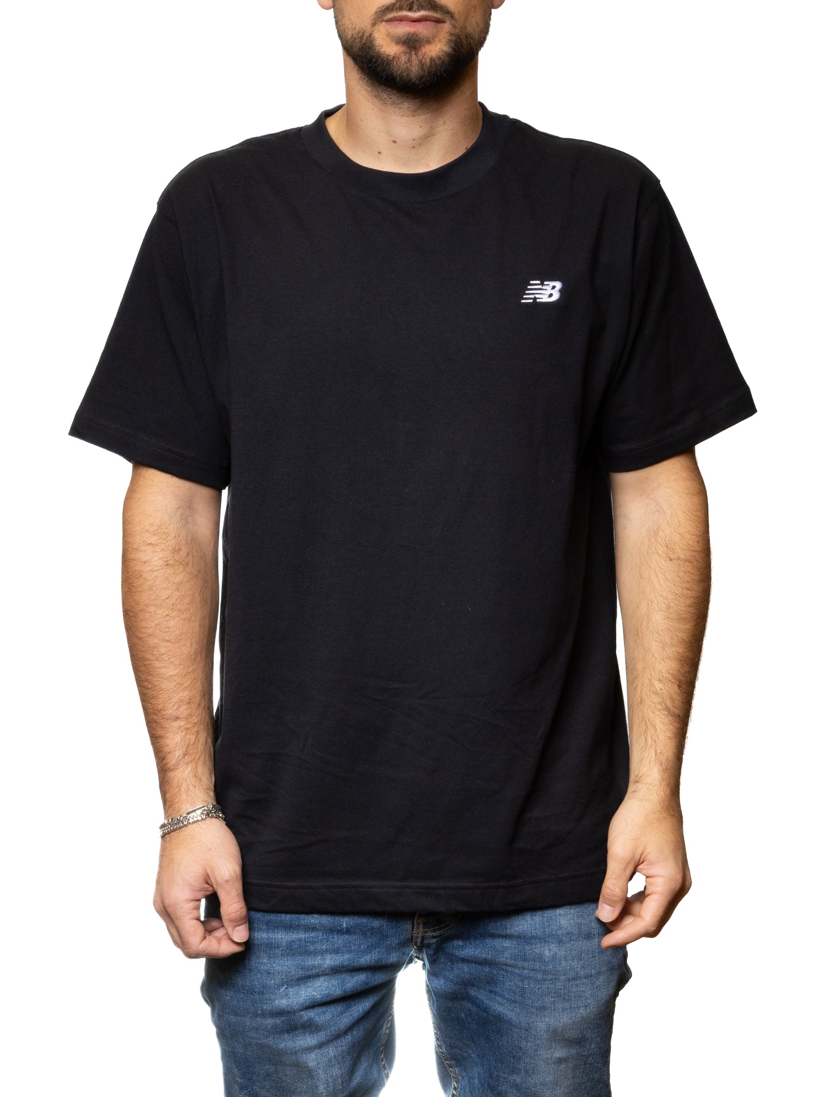 NEW BALANCE t-shirt cotone nera 41509U BK-BLACK 
