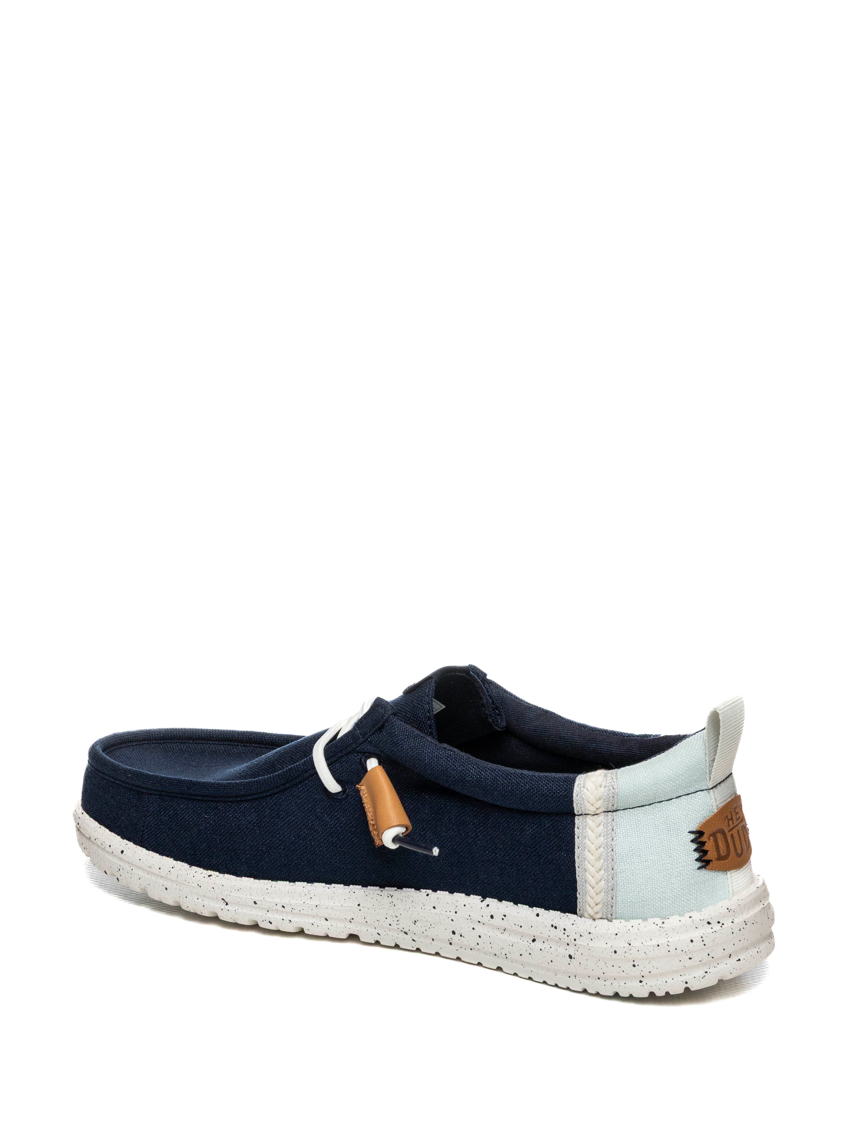 HEY DUDE slipon wally linen blu 43086 WALLY LINEN-4UX 