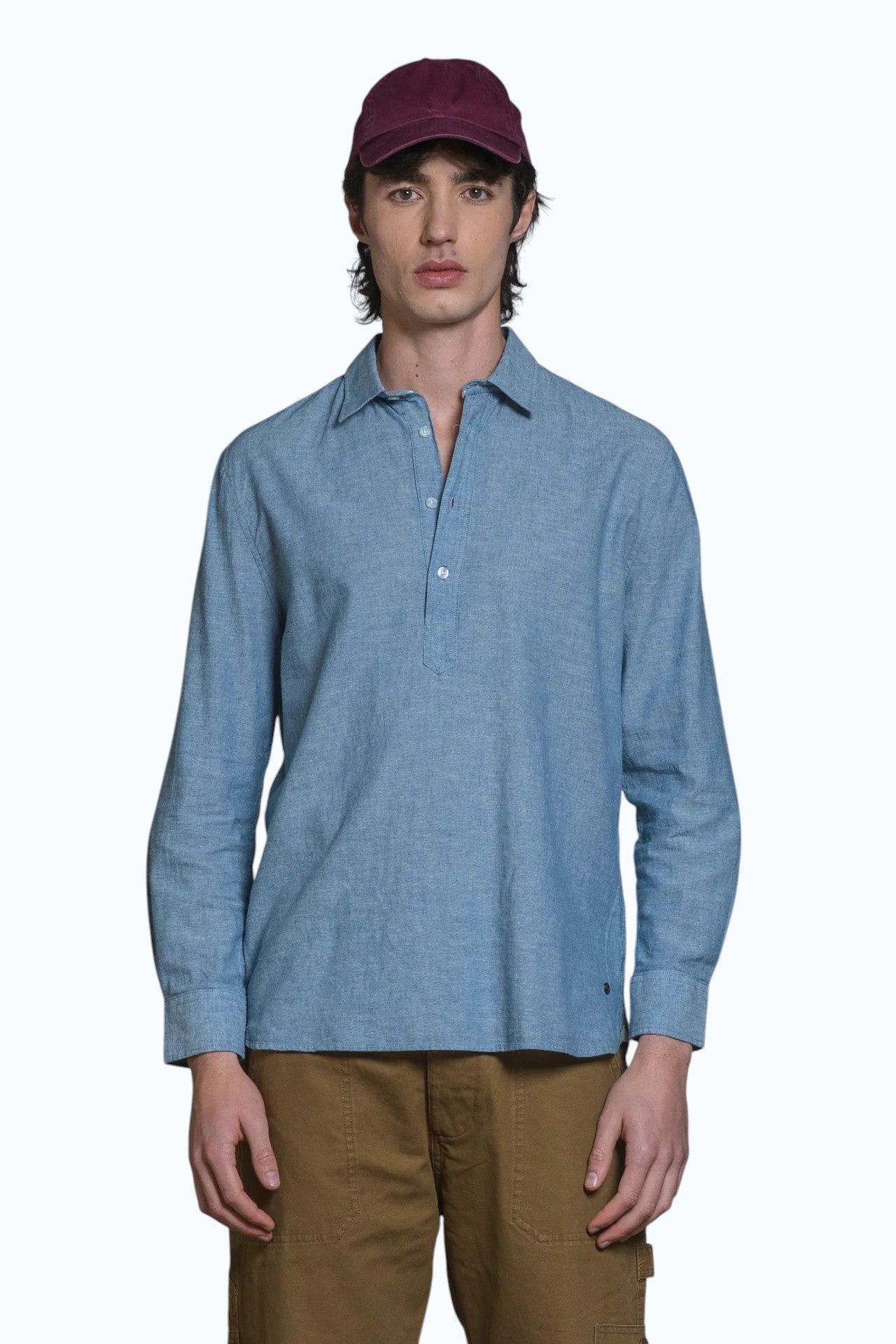 IMPURE camicia cotone azzurra CLEVELAND COTONE-C49 