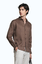 IMPURE camicia lino marrone RILEY LINO-157 