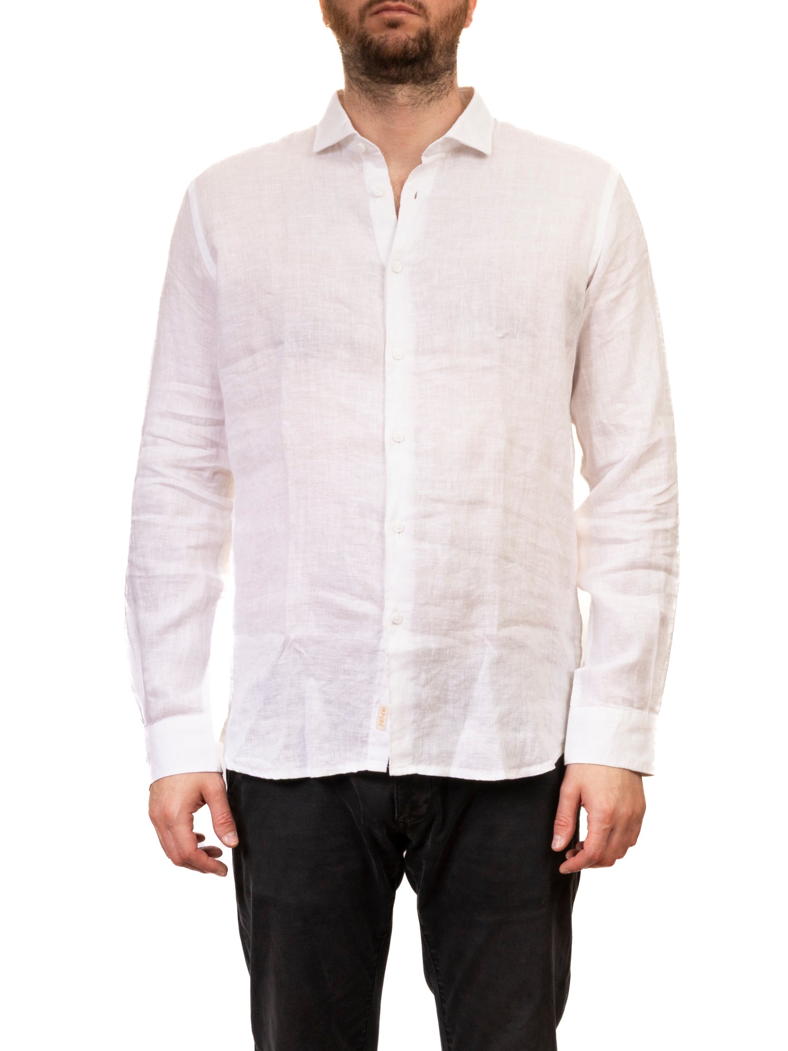 IMPURE camicia lino bianca RILEY LINO-C24 