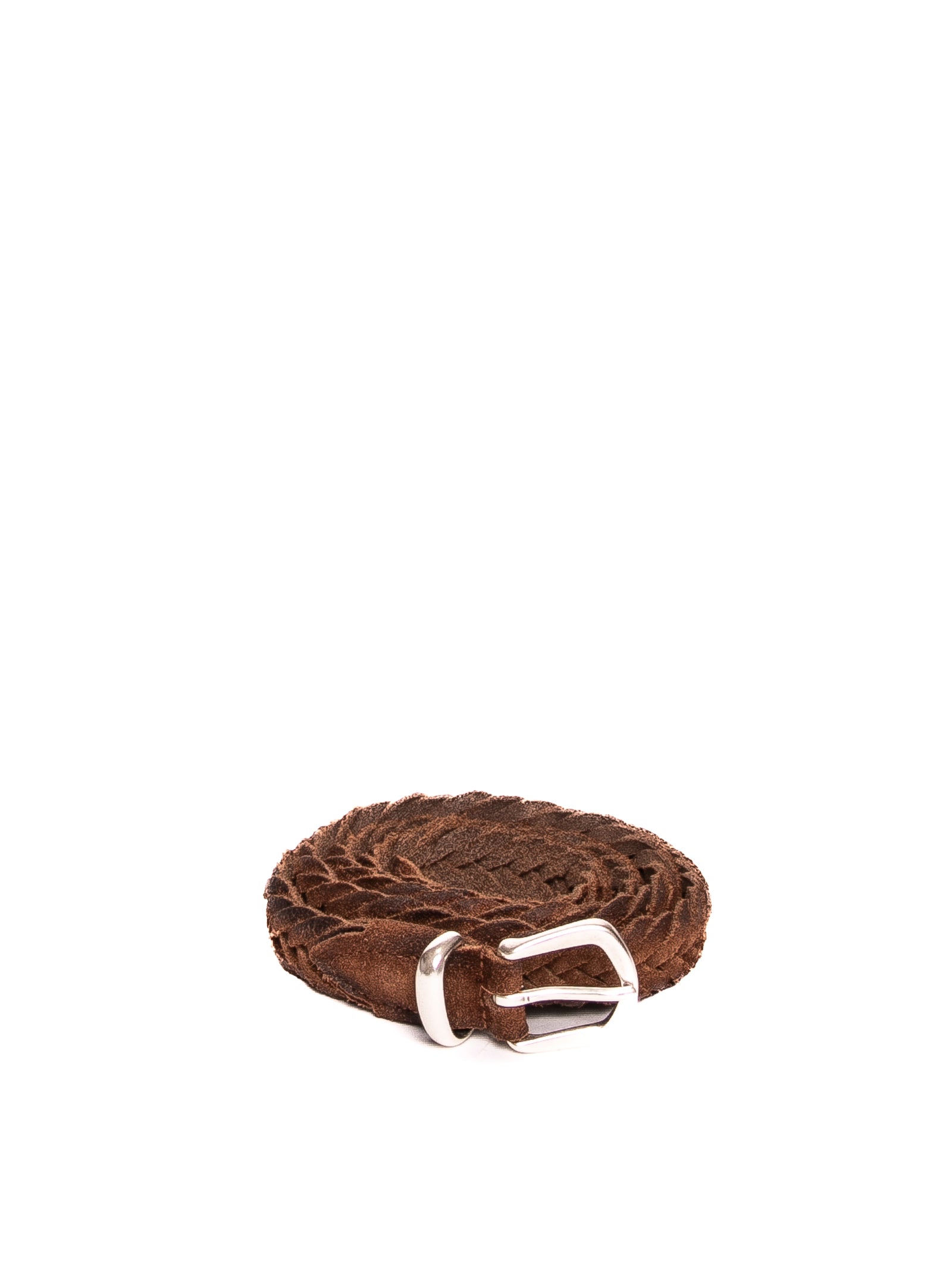 ITALIAN BELTS cintura camoscio marrone TRECCIA025 CAM-BRUCIATO 