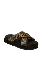 MOU Sandalo rafia intrecciata nero 451009K RAFIA-RMB 