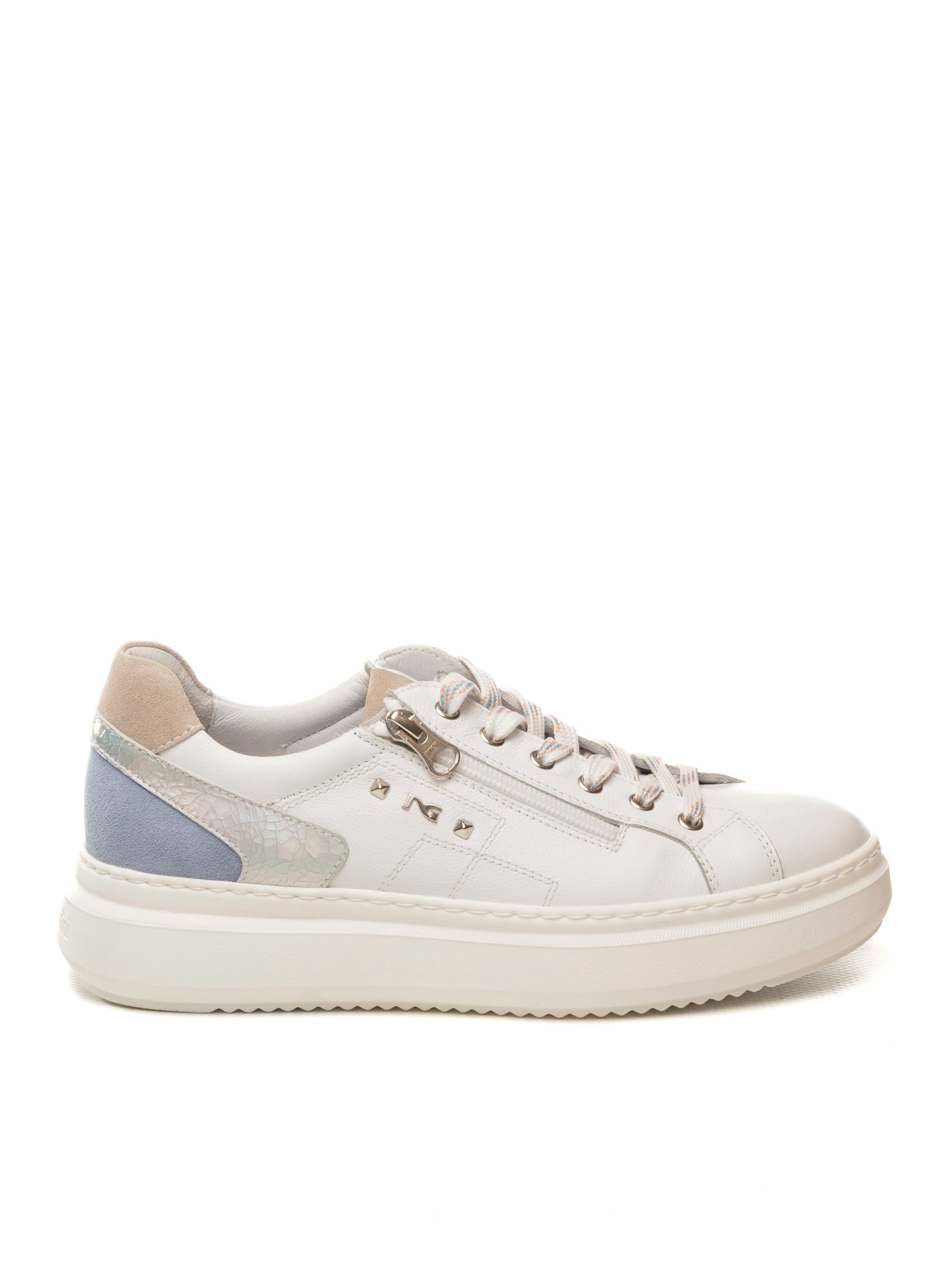 NERO GIARDINI Sneaker pelle bianco/azzurro/rosa E615285 CILE-707 