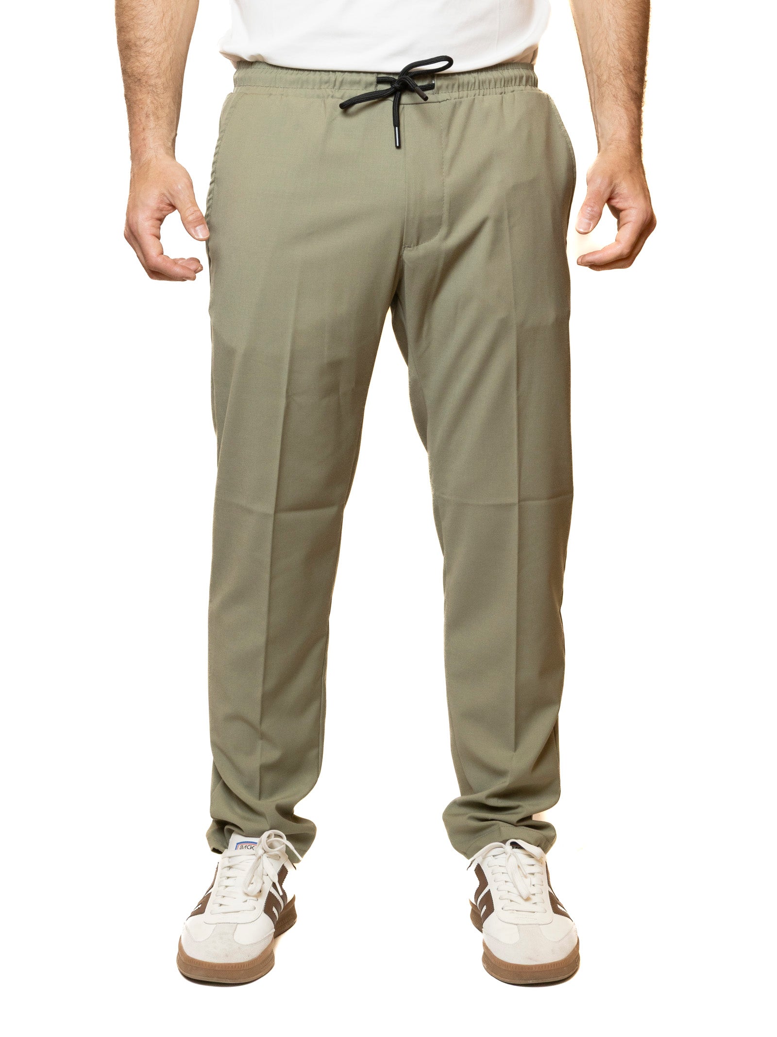 QB24 pantalone cotone verde 0126178 COTONE-GREEN 